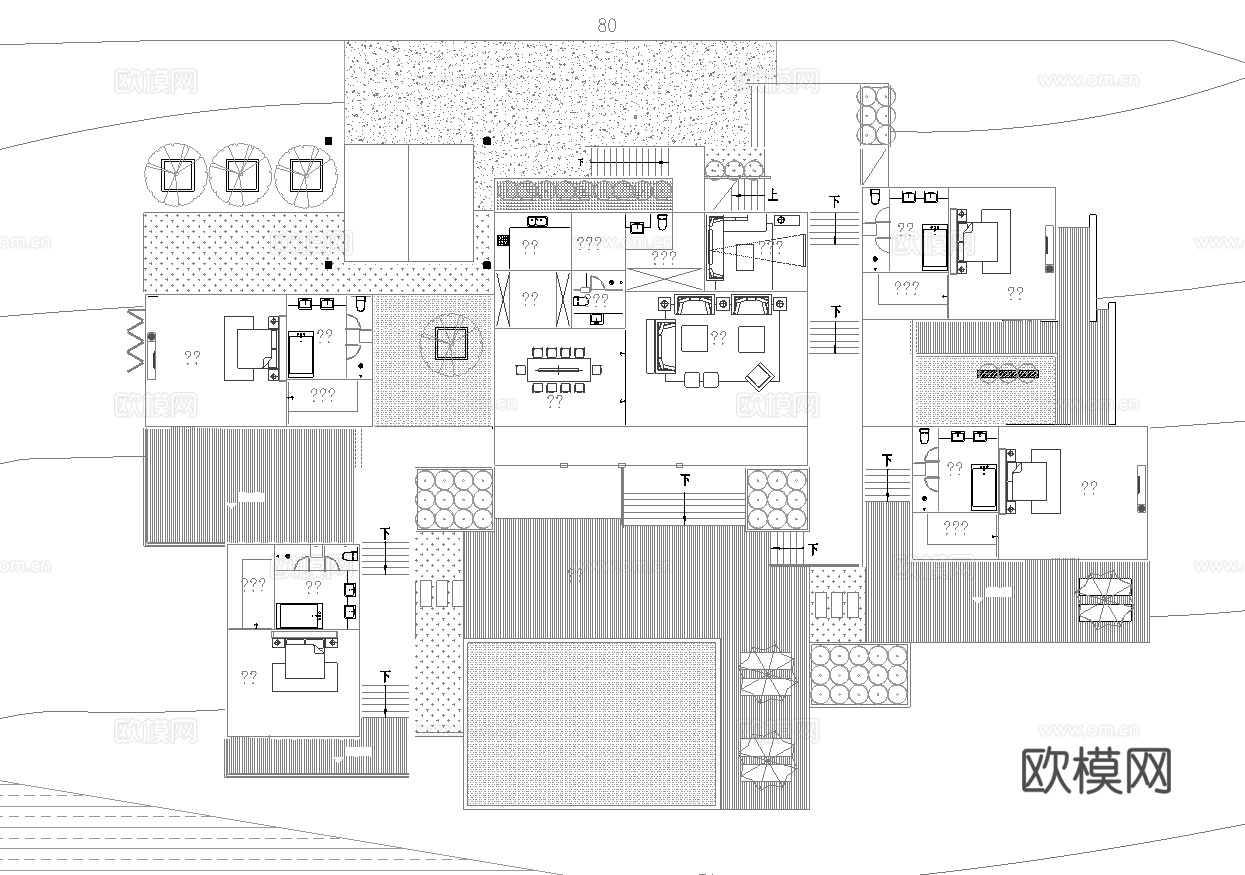 民宿建筑外观  最新全套施工图设计cad施工图