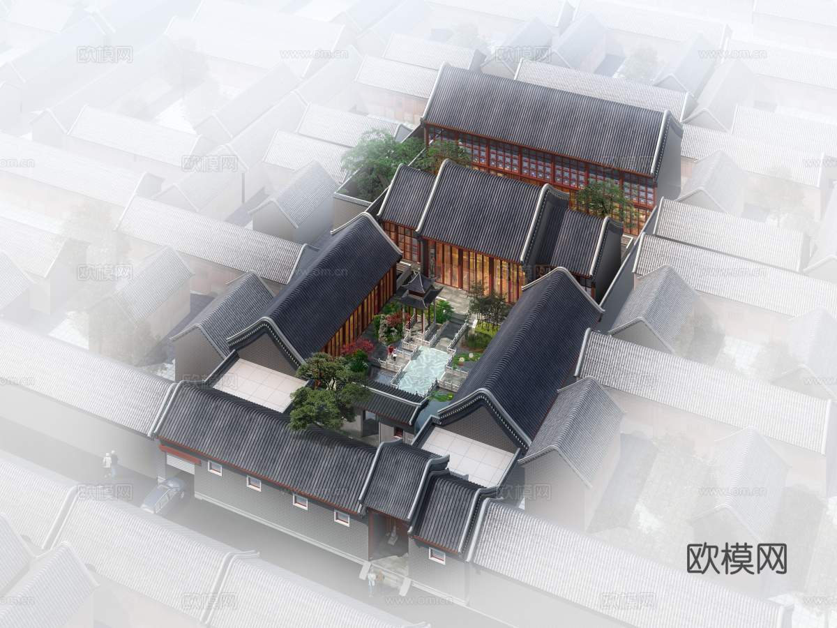 四合院自建房外观 最新全套施工图设计cad施工图