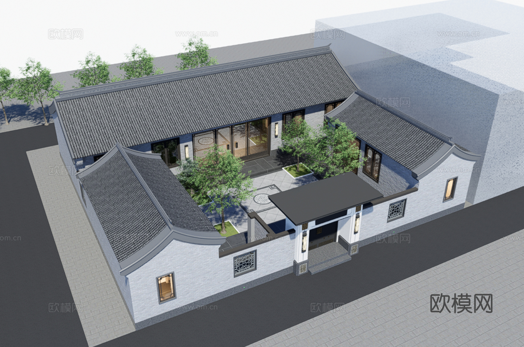 四合院自建房外观 最新全套施工图设计cad施工图