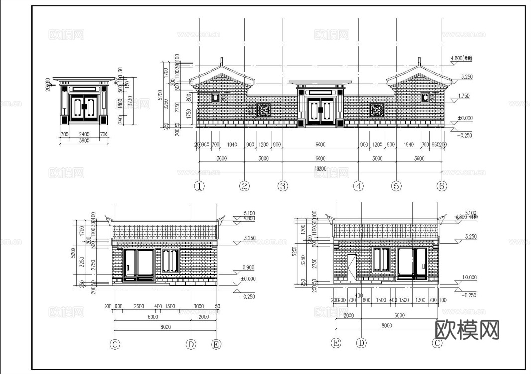 四合院自建房外观 最新全套施工图设计cad施工图