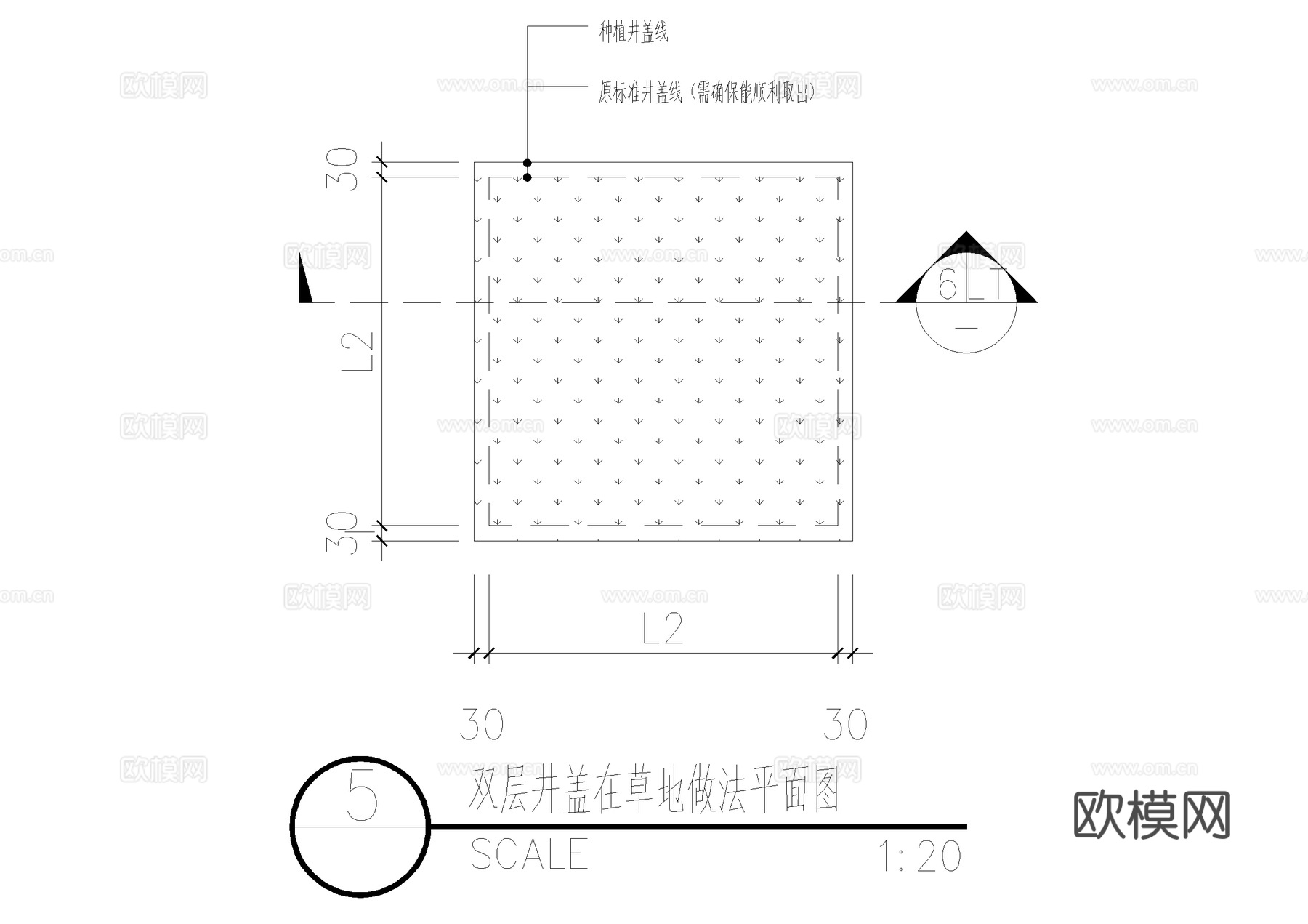 井盖节点 种植井 双层井盖 盖板 CAD施工图cad施工图