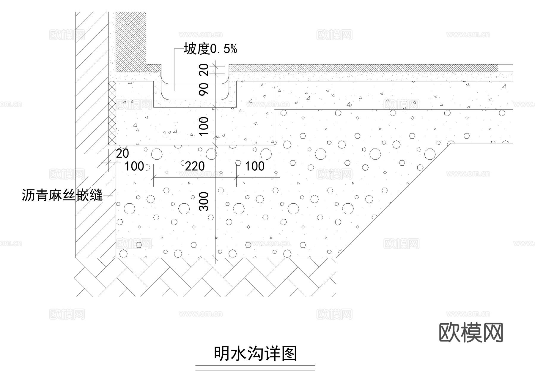 排水沟 截水沟 明水沟 止水带 电缆沟 变形缝 CAD施工图cad施工图