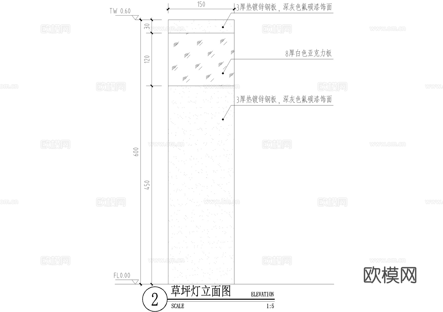 草坪灯 庭院灯 景观灯具cad施工图