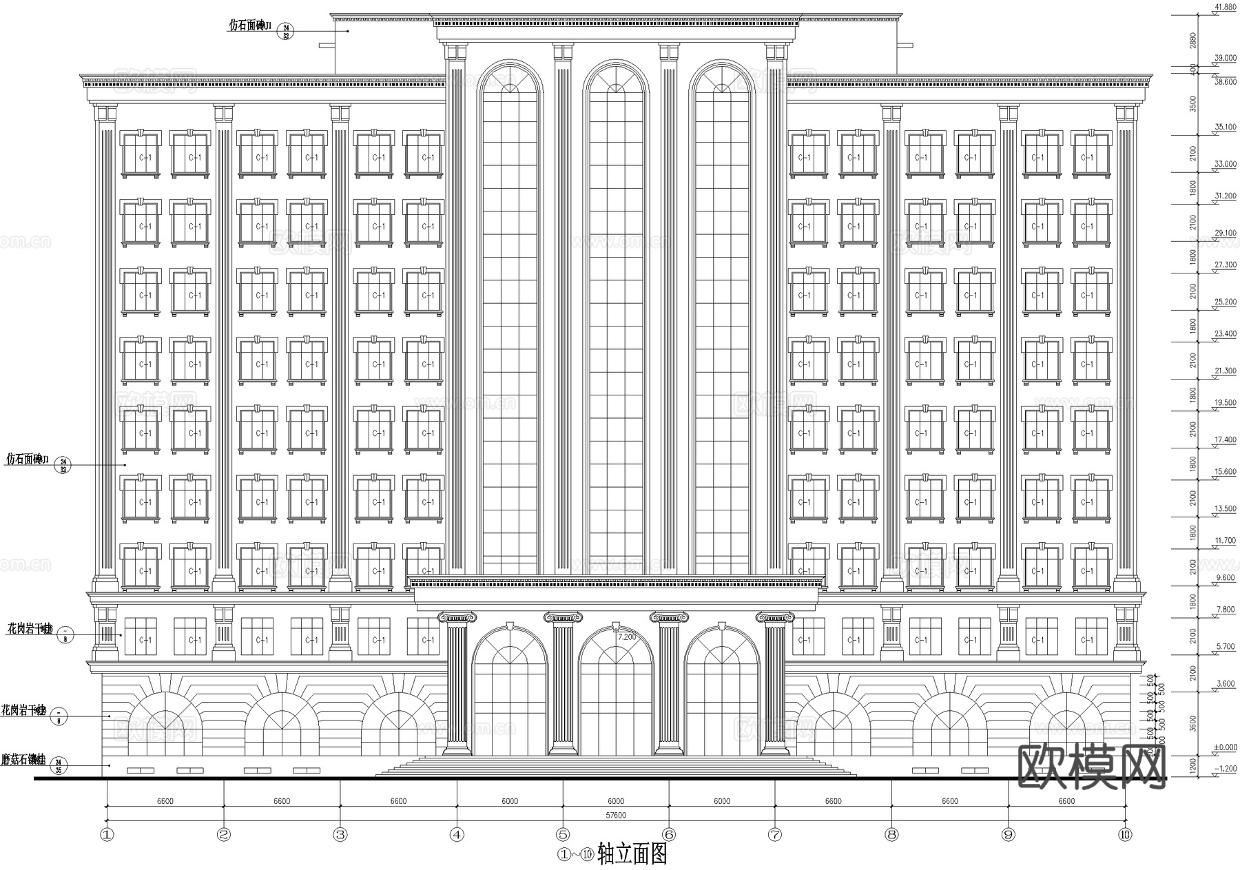 欧式高层办公楼建筑cad施工图