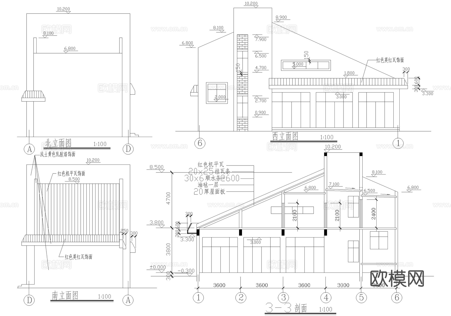 二层财政所办公楼建筑cad施工图