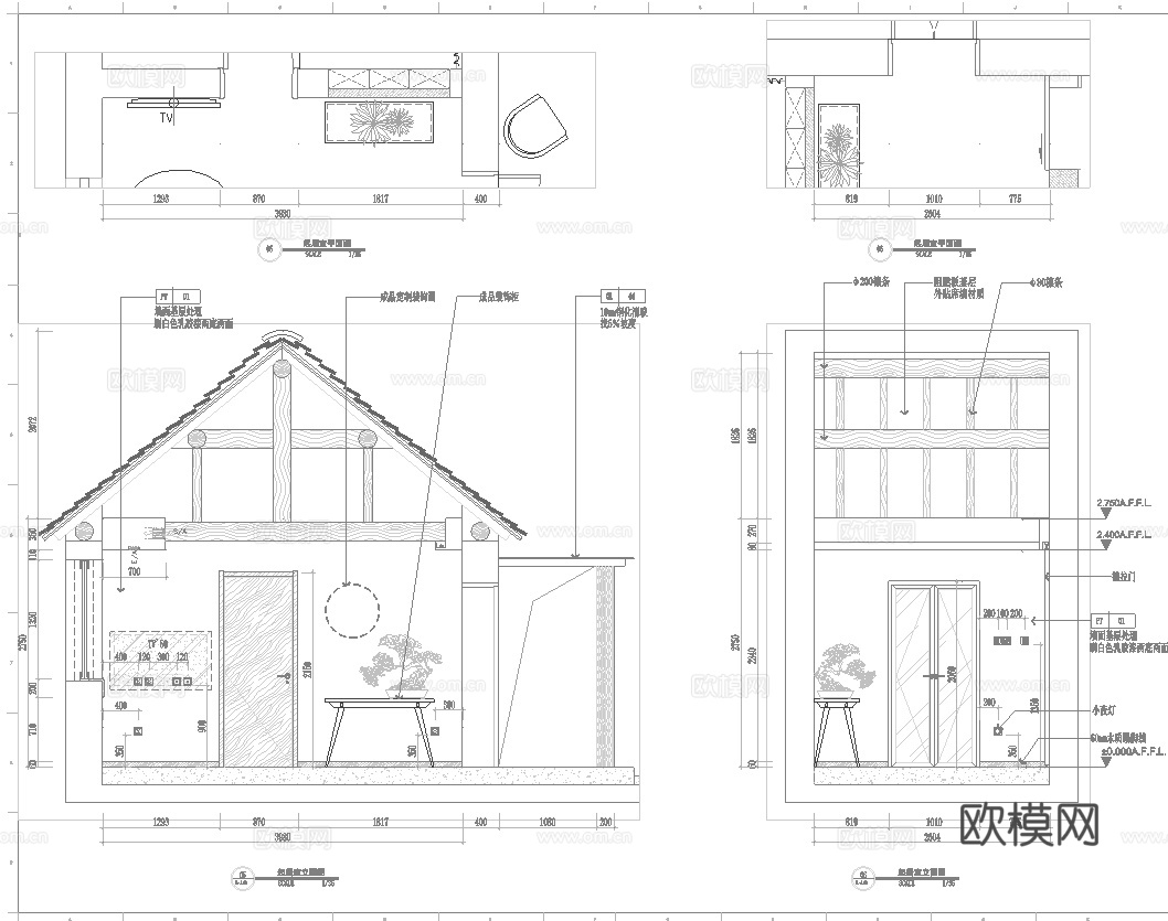 高档民宿酒店 最新全套施工图设计cad施工图