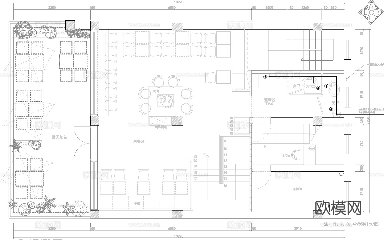 奶茶店 最新全套施工图设计cad施工图