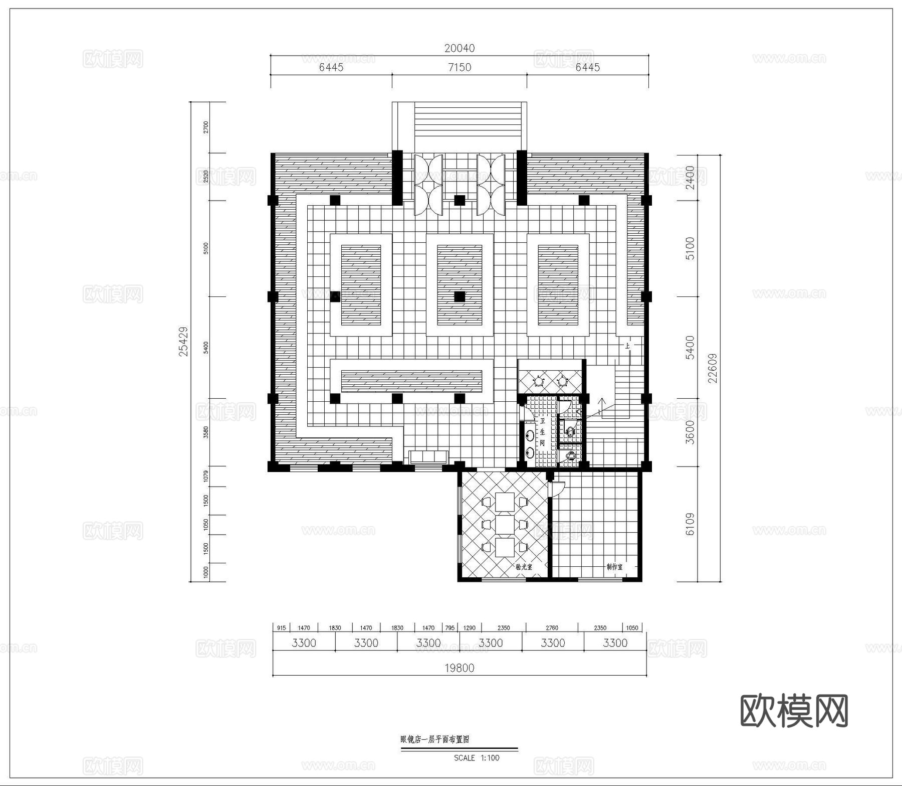 眼镜专卖店 最新全套施工图设计cad施工图