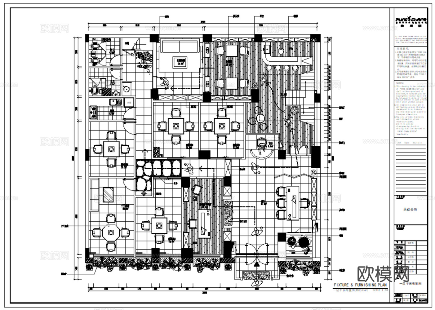 15套茶楼茶室餐厅会所CAD施工图效果图cad施工图