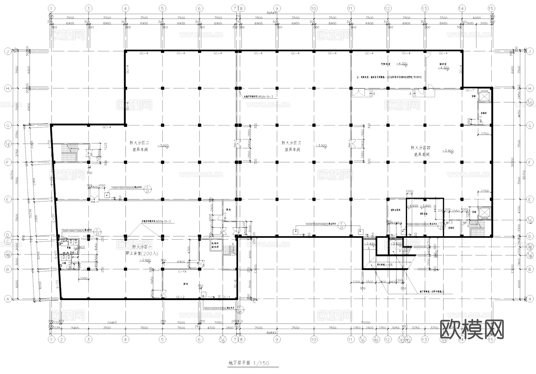 装具车间厂房工业建筑CAD施工图cad施工图