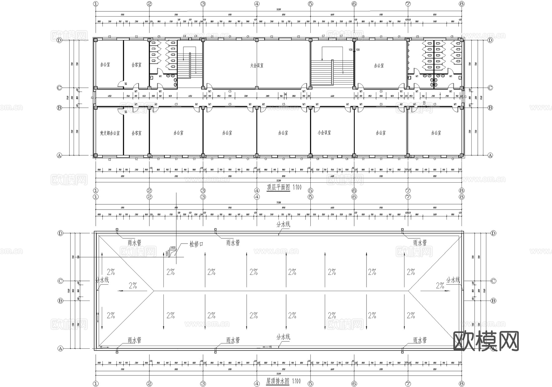 五层办公楼建筑cad施工图