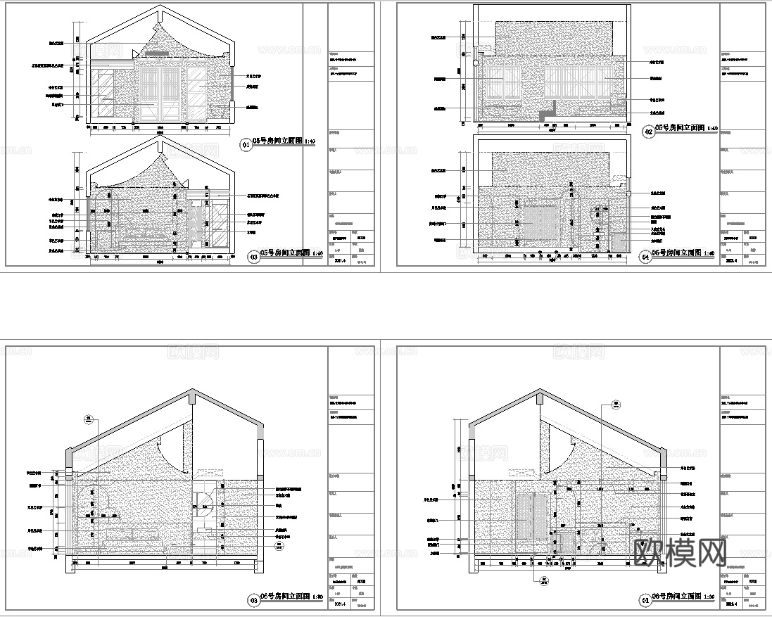 民宿客房 最新全套施工图设计cad施工图