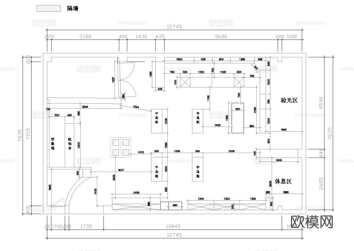 眼镜专卖店 最新全套施工图设计cad施工图