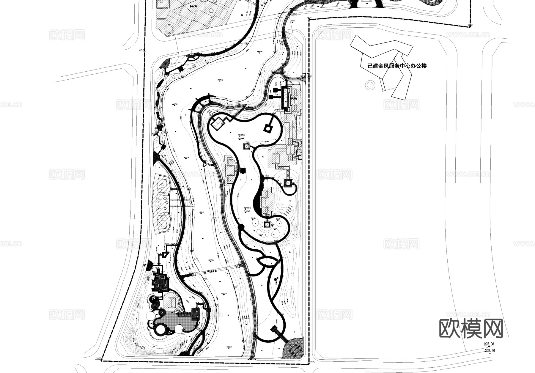重庆金凤湿地公园景观平面CAD施工图cad施工图