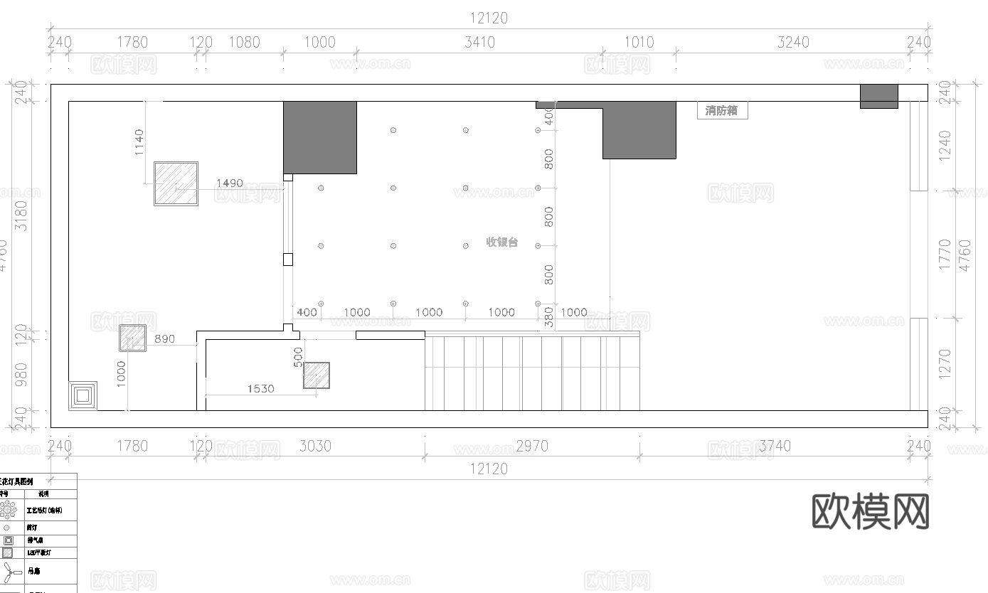 奶茶店  最新全套施工图设计cad施工图