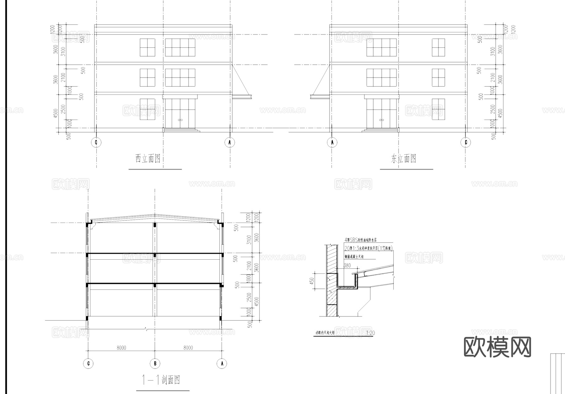 二级耐火七度抗震车间厂房工业建筑CAD施工图cad施工图