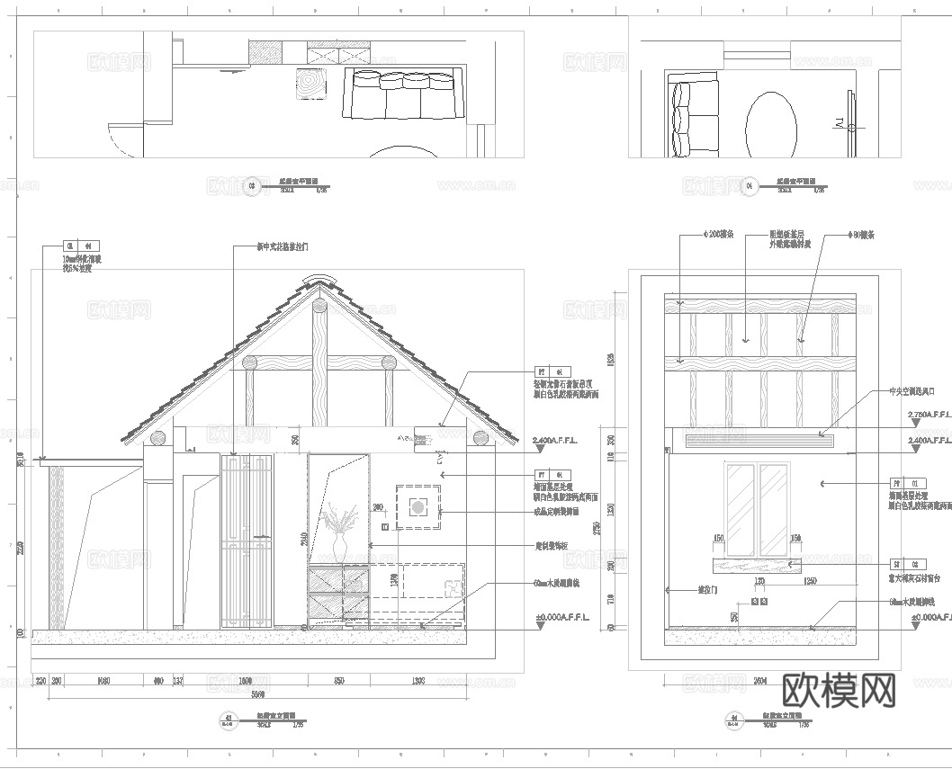 高档民宿酒店 最新全套施工图设计cad施工图