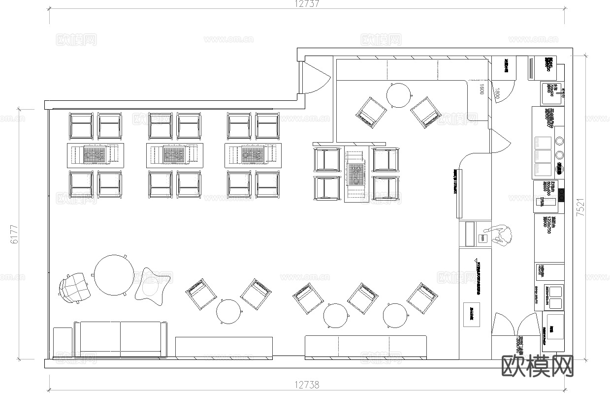 奶茶咖啡  最新平面施工图设计cad施工图