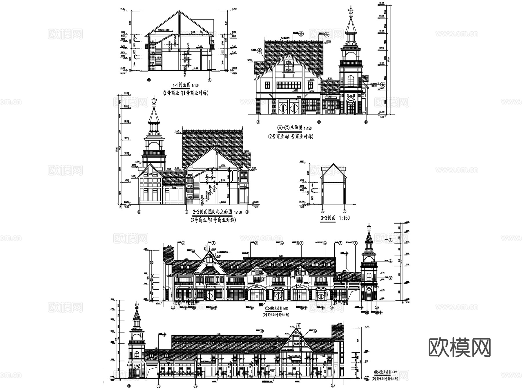 英式商业街建筑CAD施工图集cad施工图