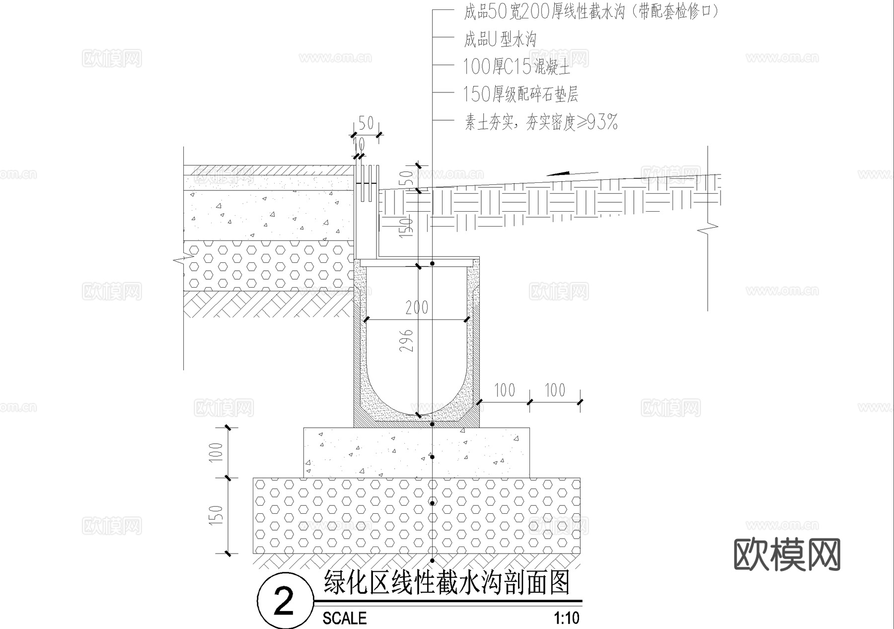 截水沟检修口 线性排水沟 给排水节点详图cad施工图