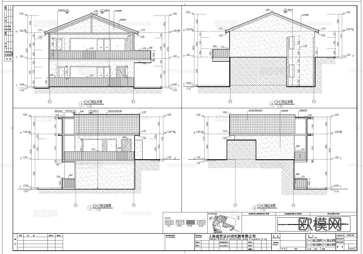 别墅建筑外观 最新全套施工图设计cad施工图