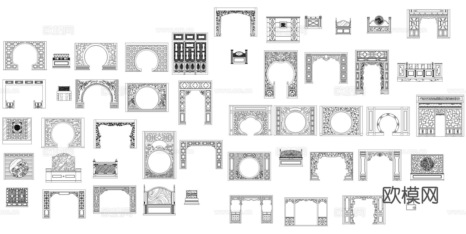 中式架子床门围子构造图块图库CAD施工图cad施工图