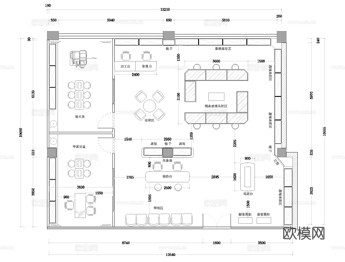 眼镜店 最新全套施工图设计cad施工图