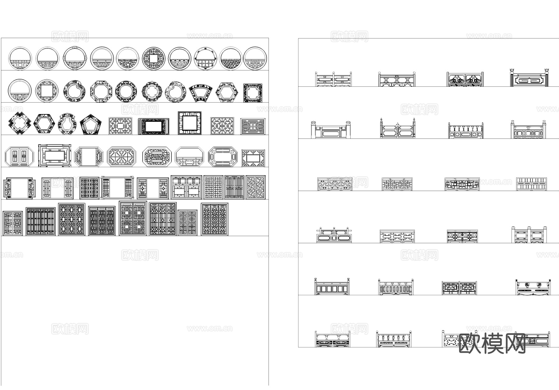 中式雕花纹窗花隔断样构造图块图库CAD施工图cad施工图