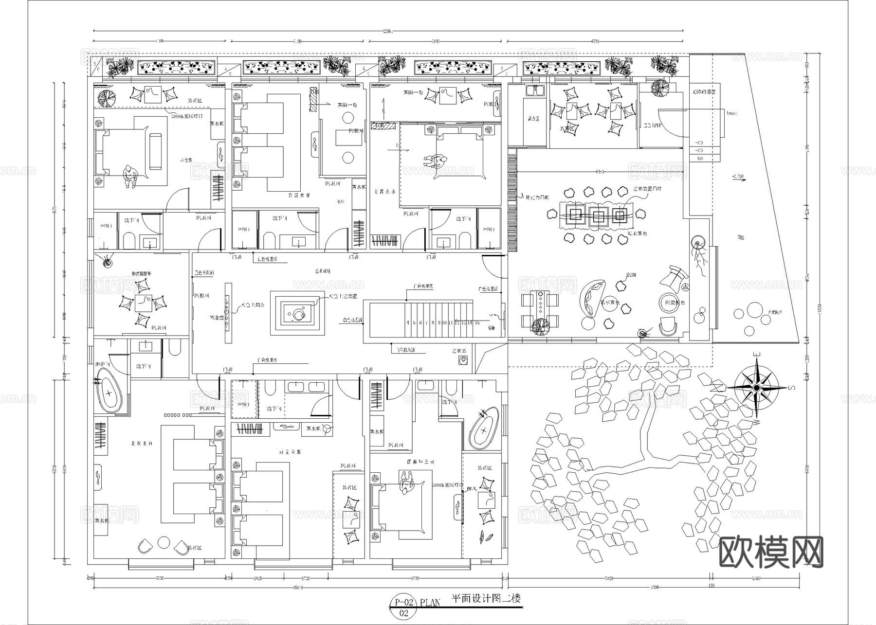 民宿酒店 最新全套施工图设计cad施工图