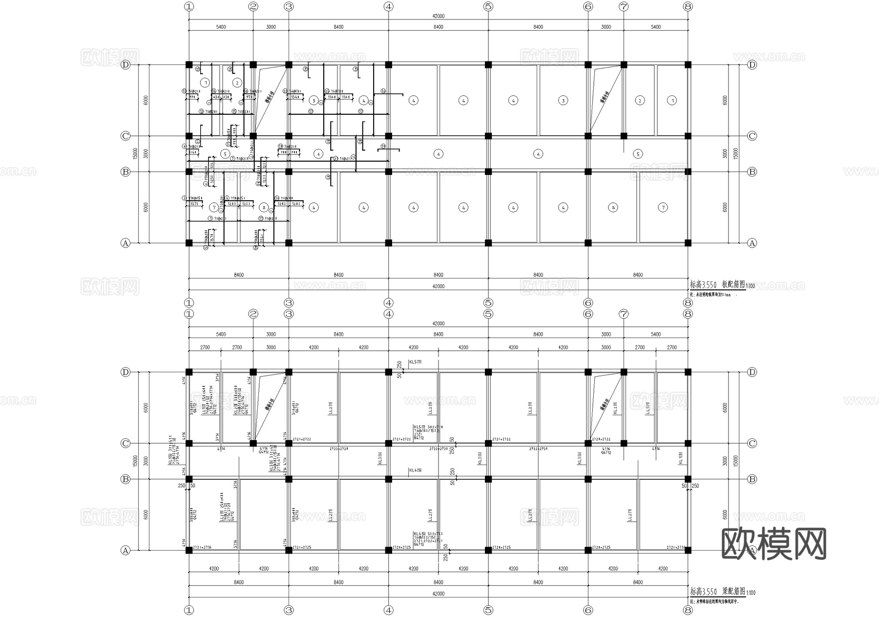 五层商务写字楼办公楼建筑cad施工图