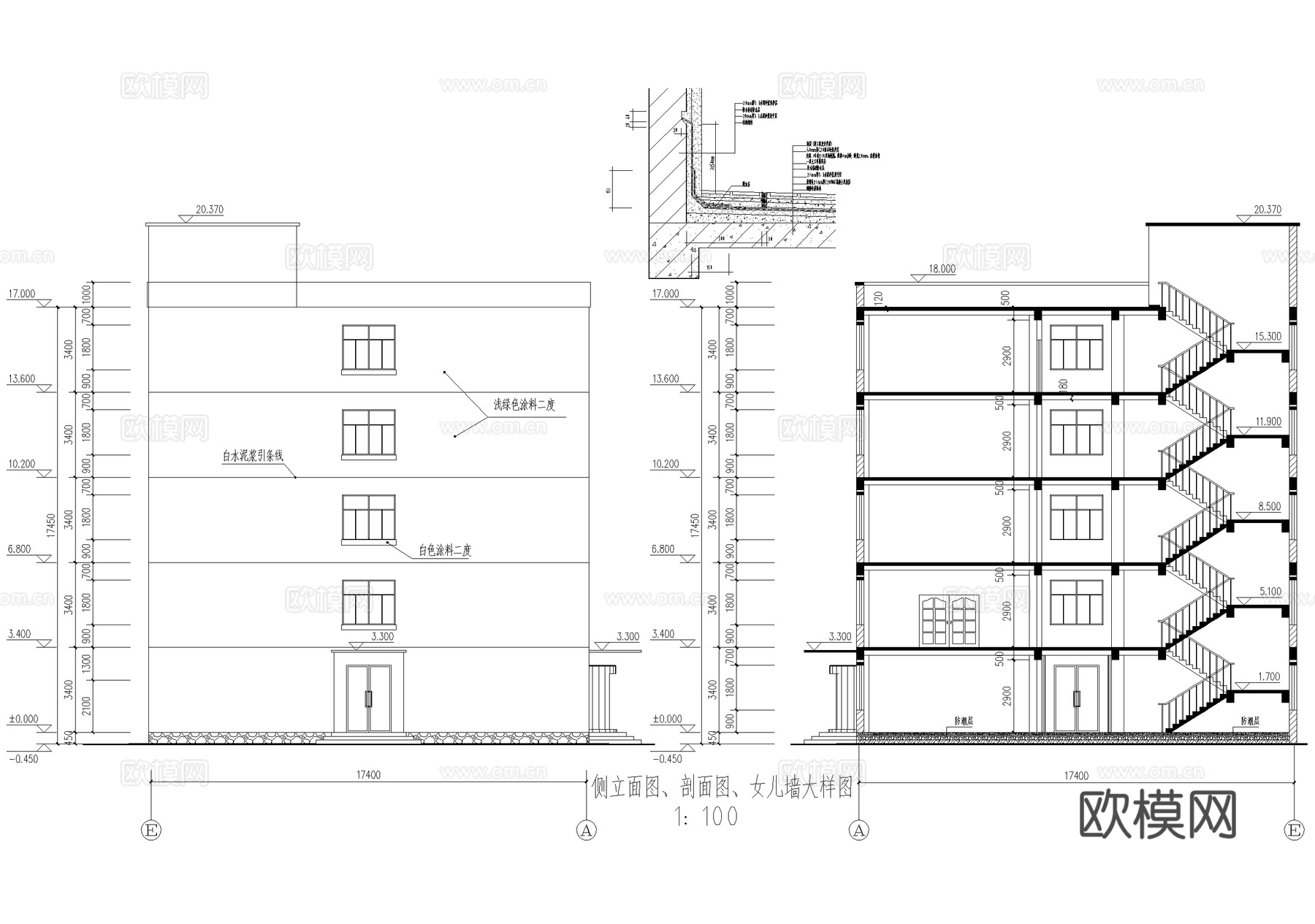 五层银行办公楼建筑cad施工图