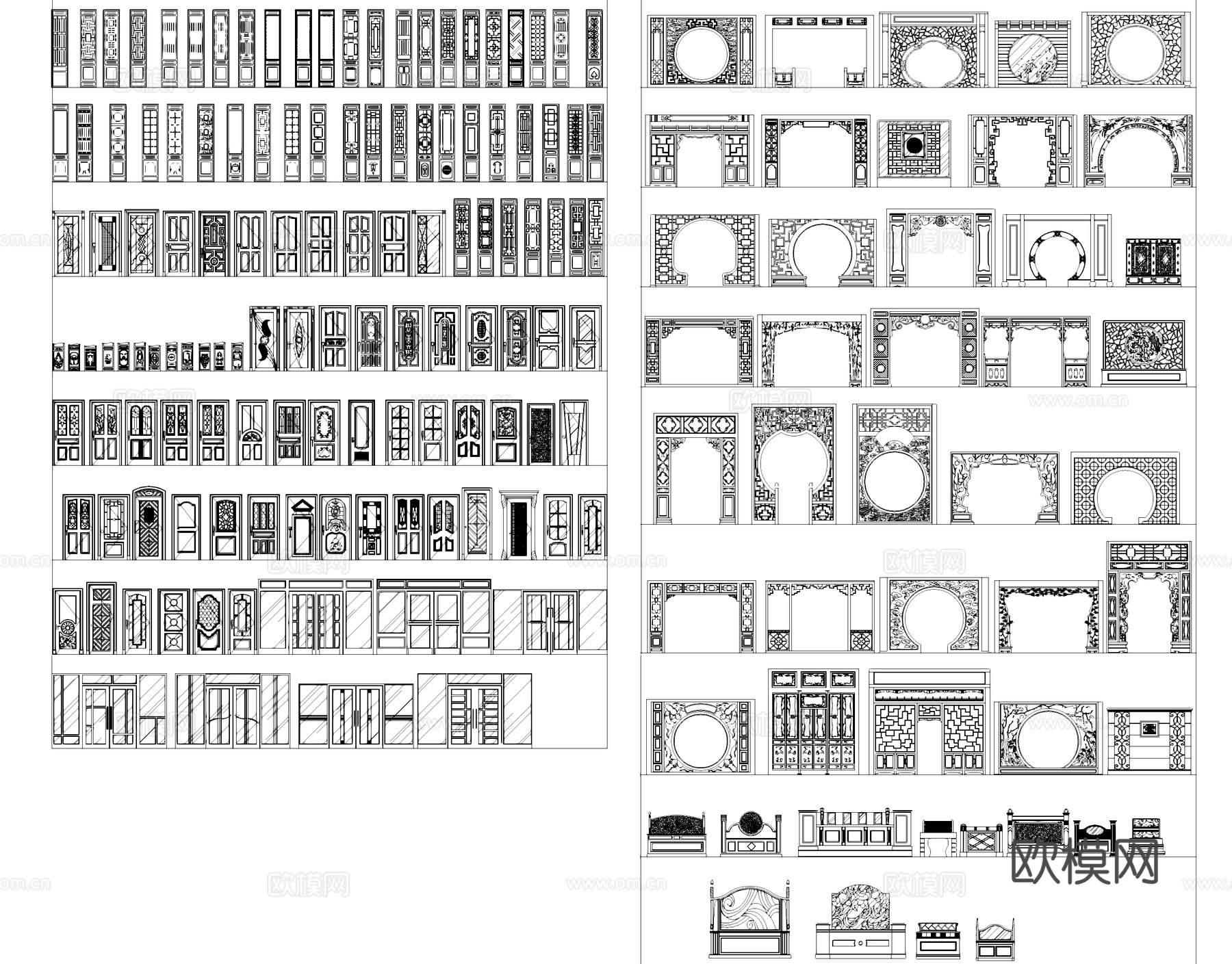 中式雕花纹窗花隔断样构造图块图库CAD施工图cad施工图