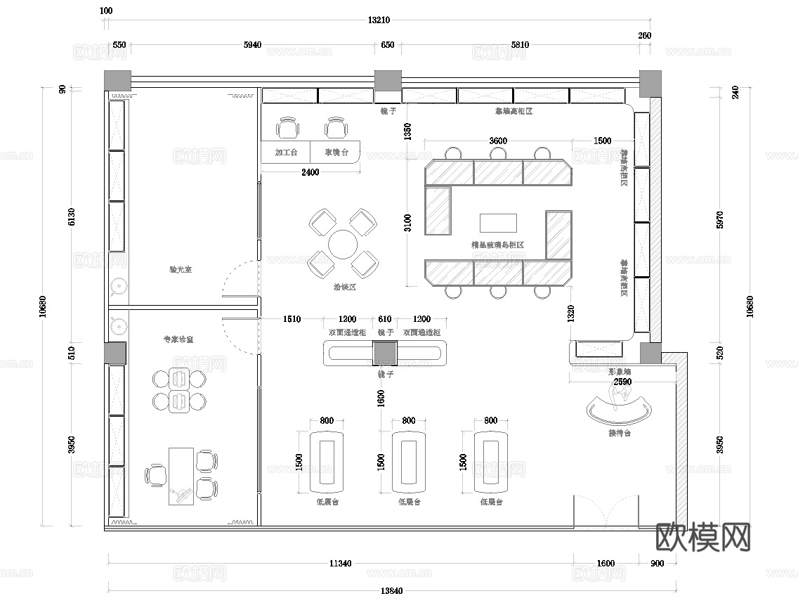 眼镜店 最新全套施工图设计cad施工图