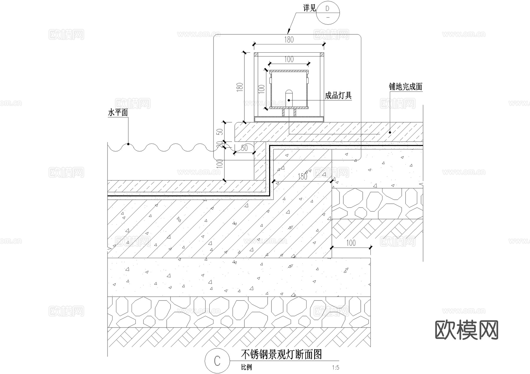 地灯 庭院灯 景观灯具cad施工图