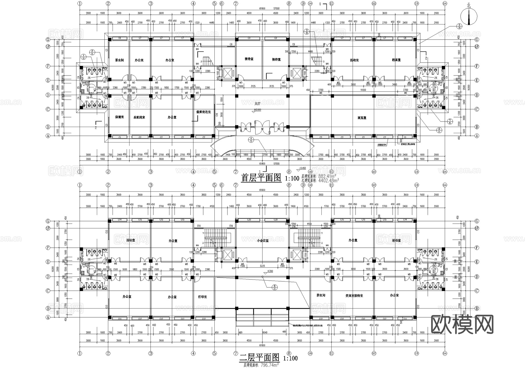 五层办公楼建筑cad施工图