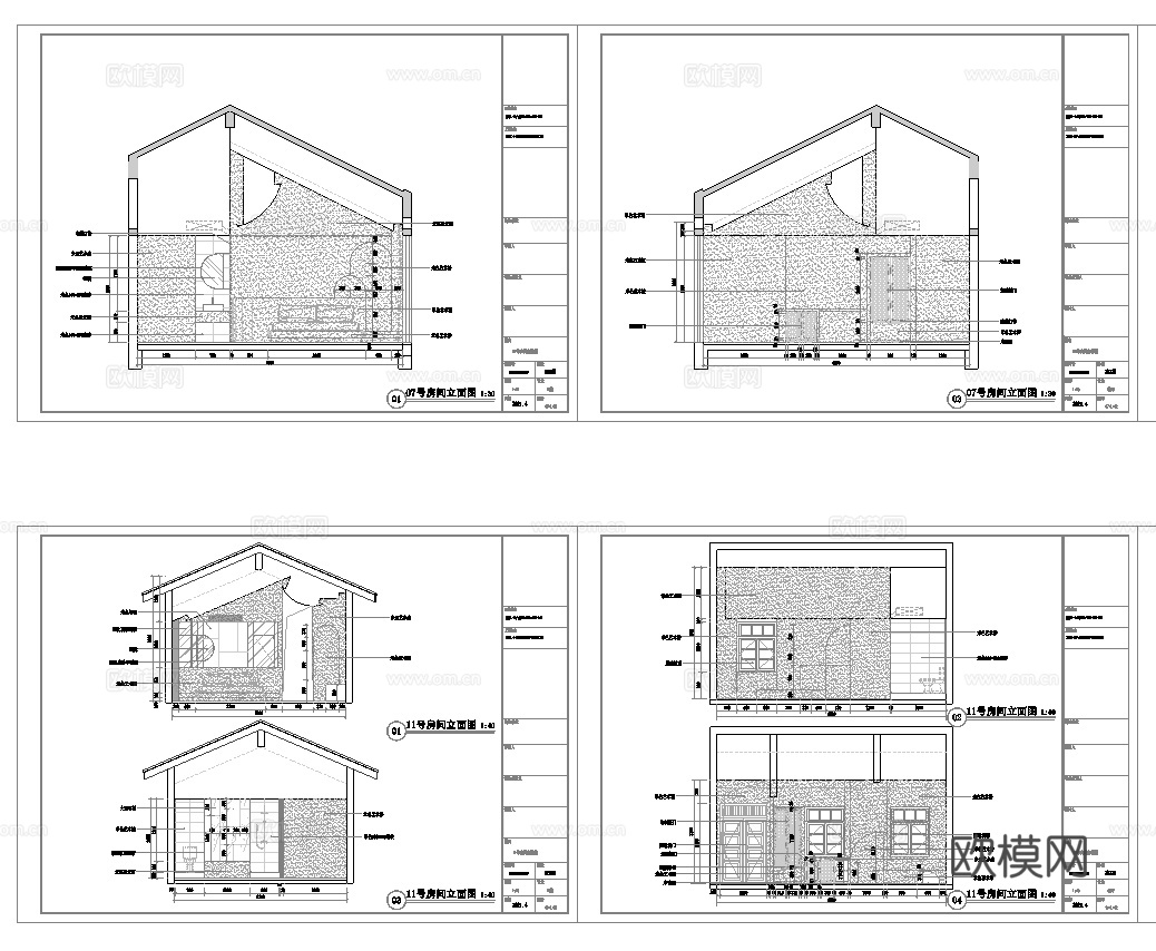 民宿客房 最新全套施工图设计cad施工图