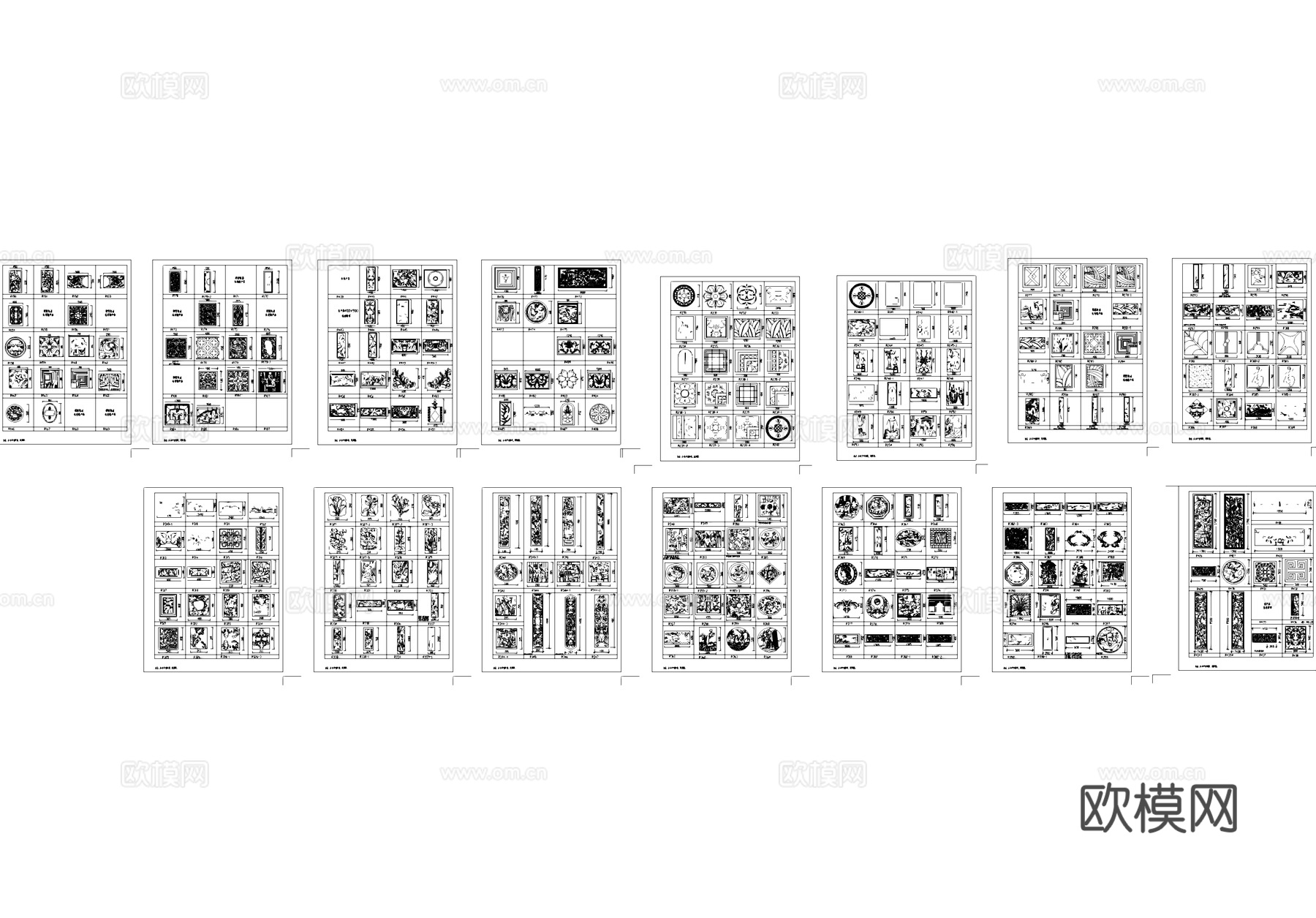 中式门窗纹样雕花浮雕CAD图块图库cad施工图