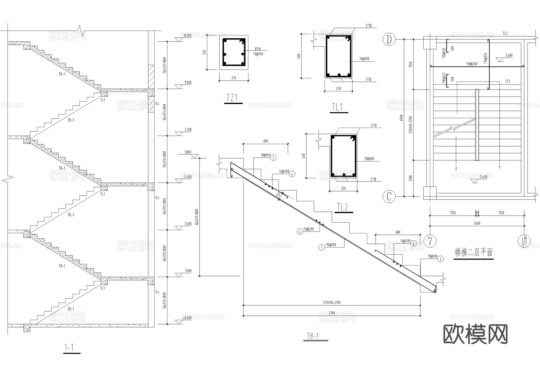 三层工业园区办公楼建筑cad施工图