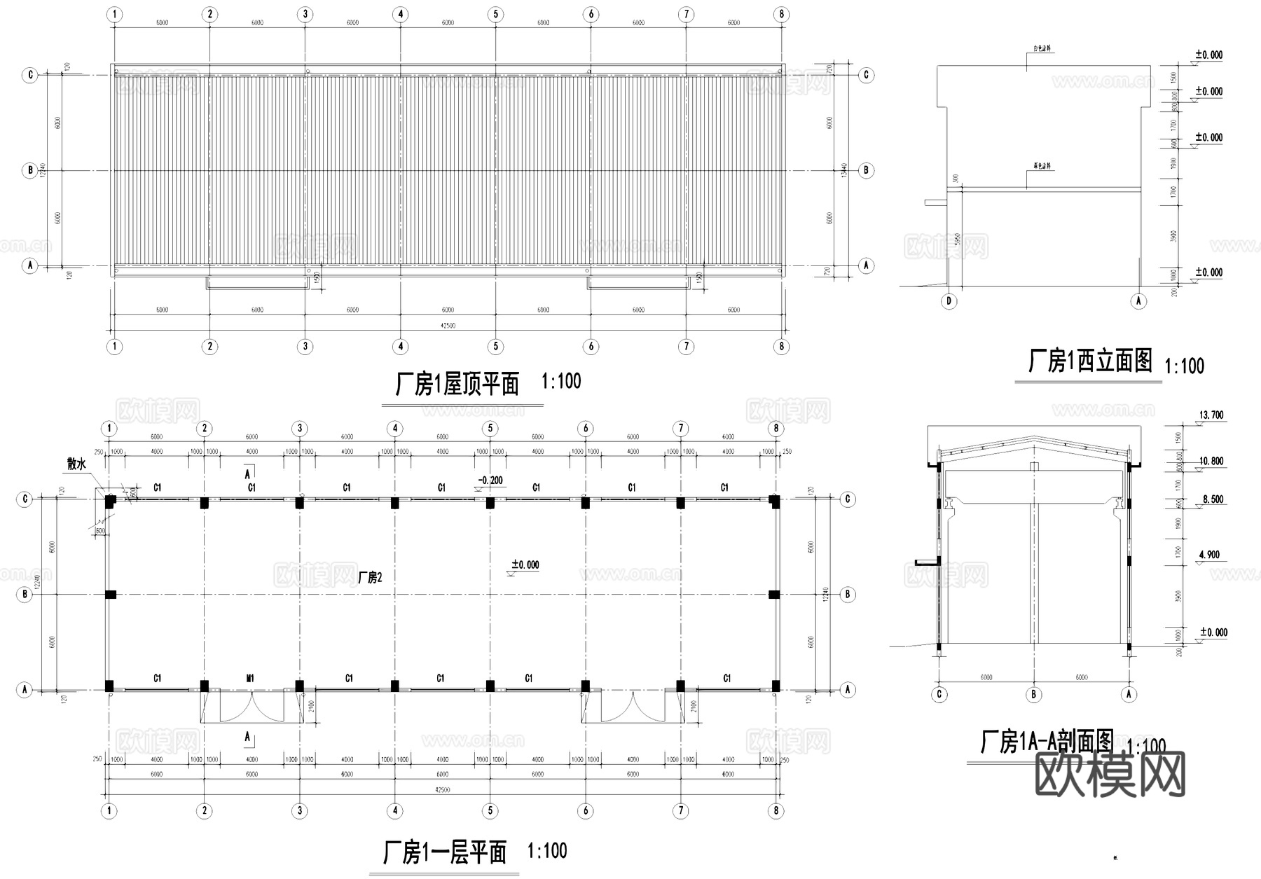 厂房工业建筑CAD施工图cad施工图
