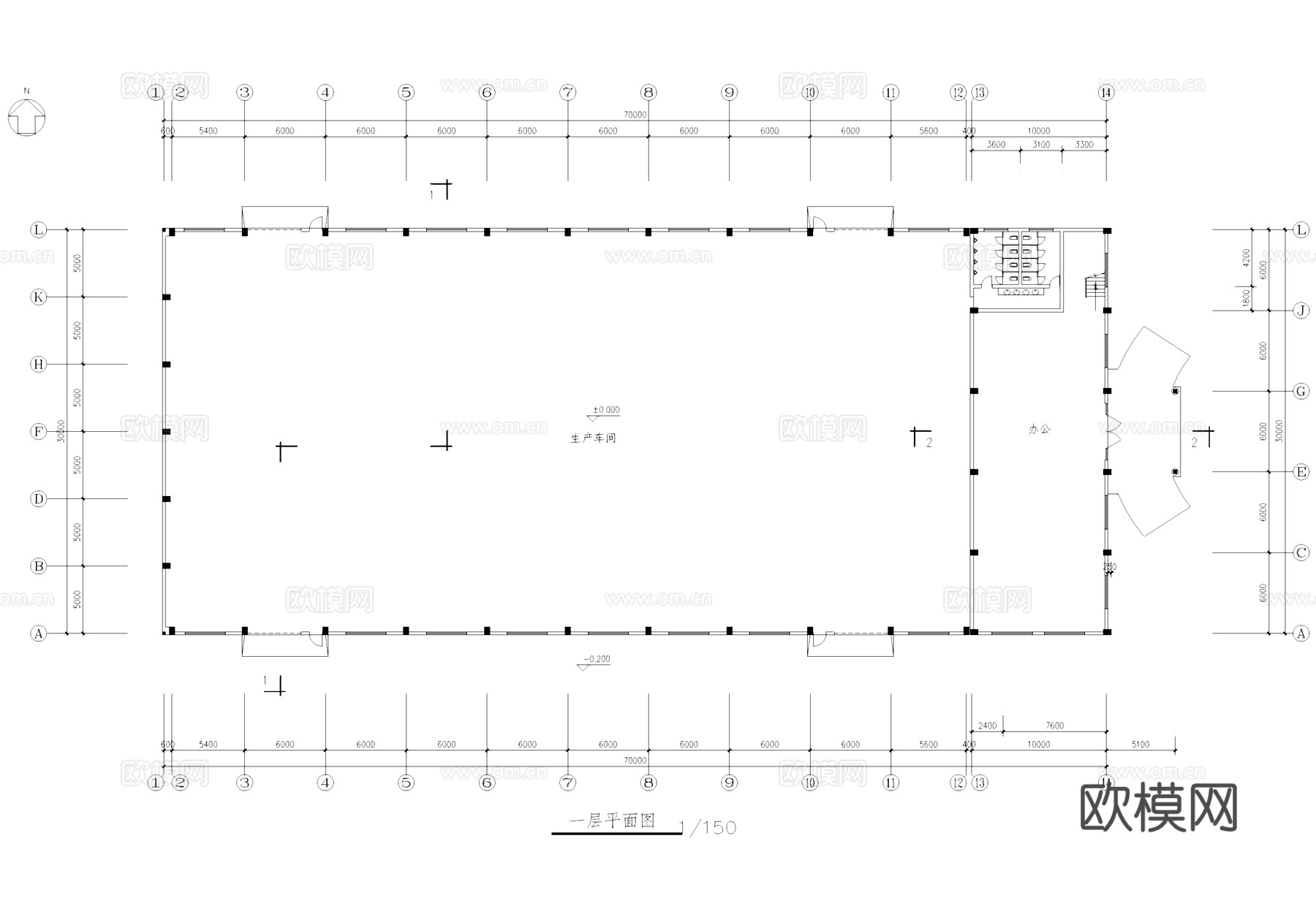 生产车间厂房工业建筑CAD施工图cad施工图