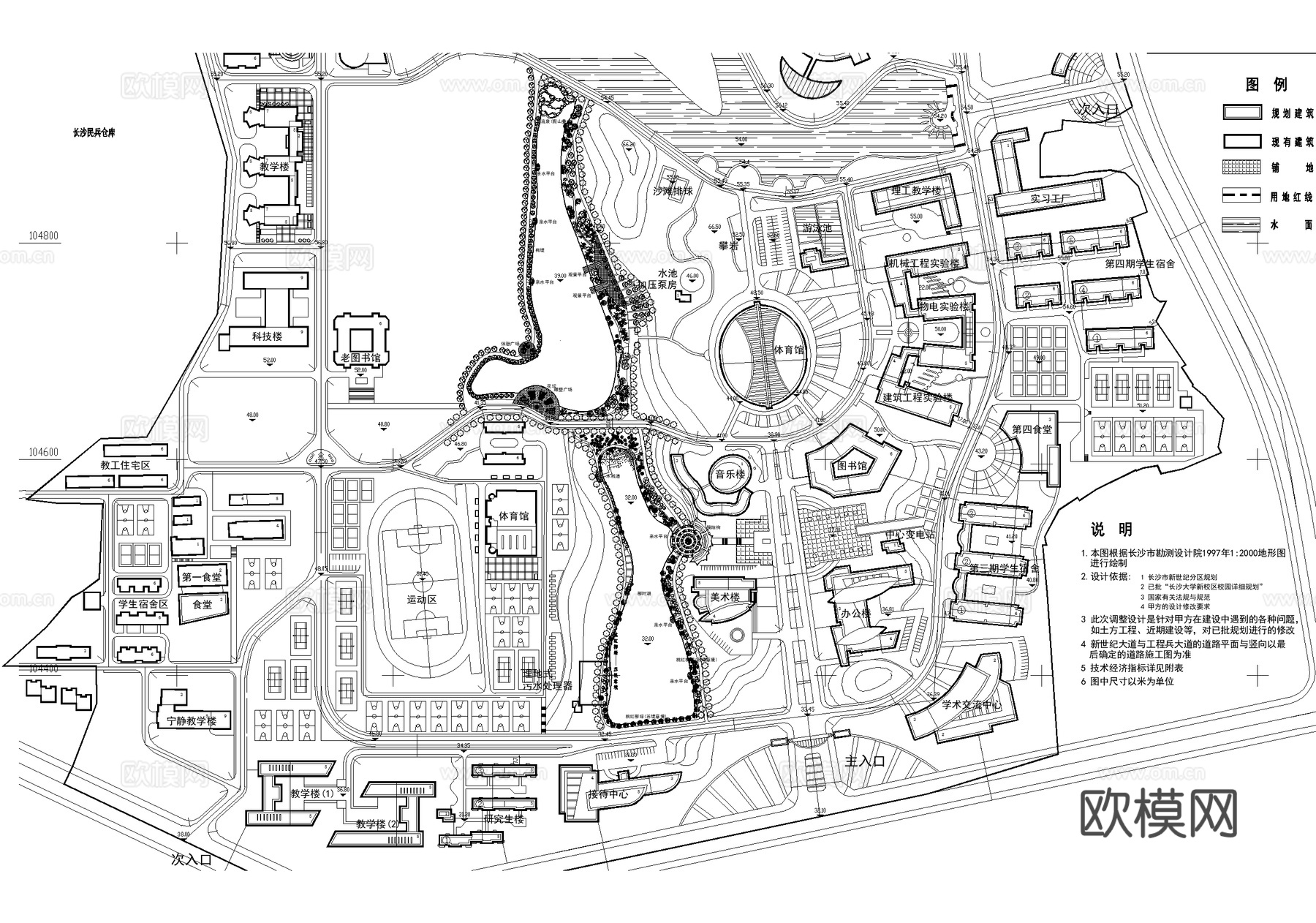 校园景观 大学学校规划 总平面图 植物绿化配置cad施工图