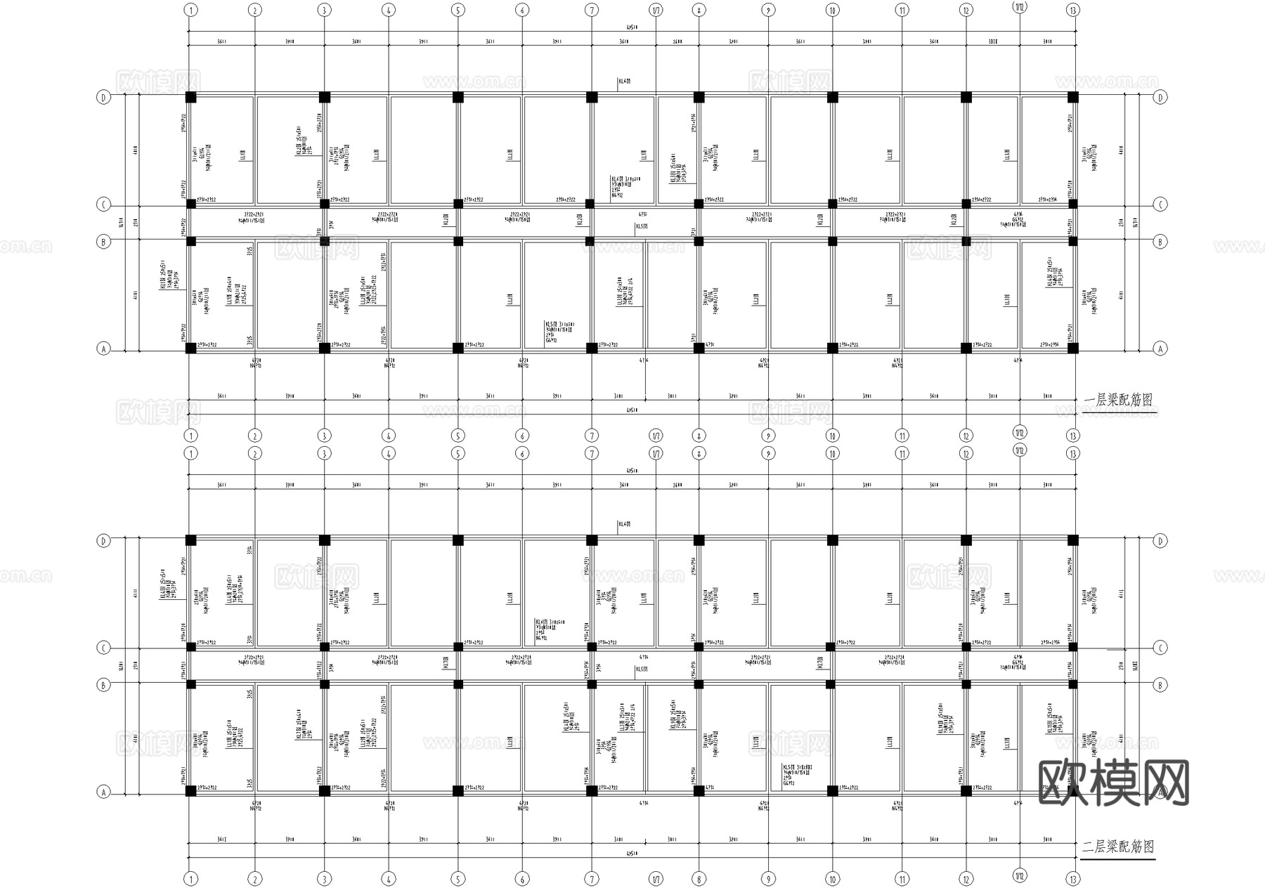三层工业园区办公楼建筑cad施工图