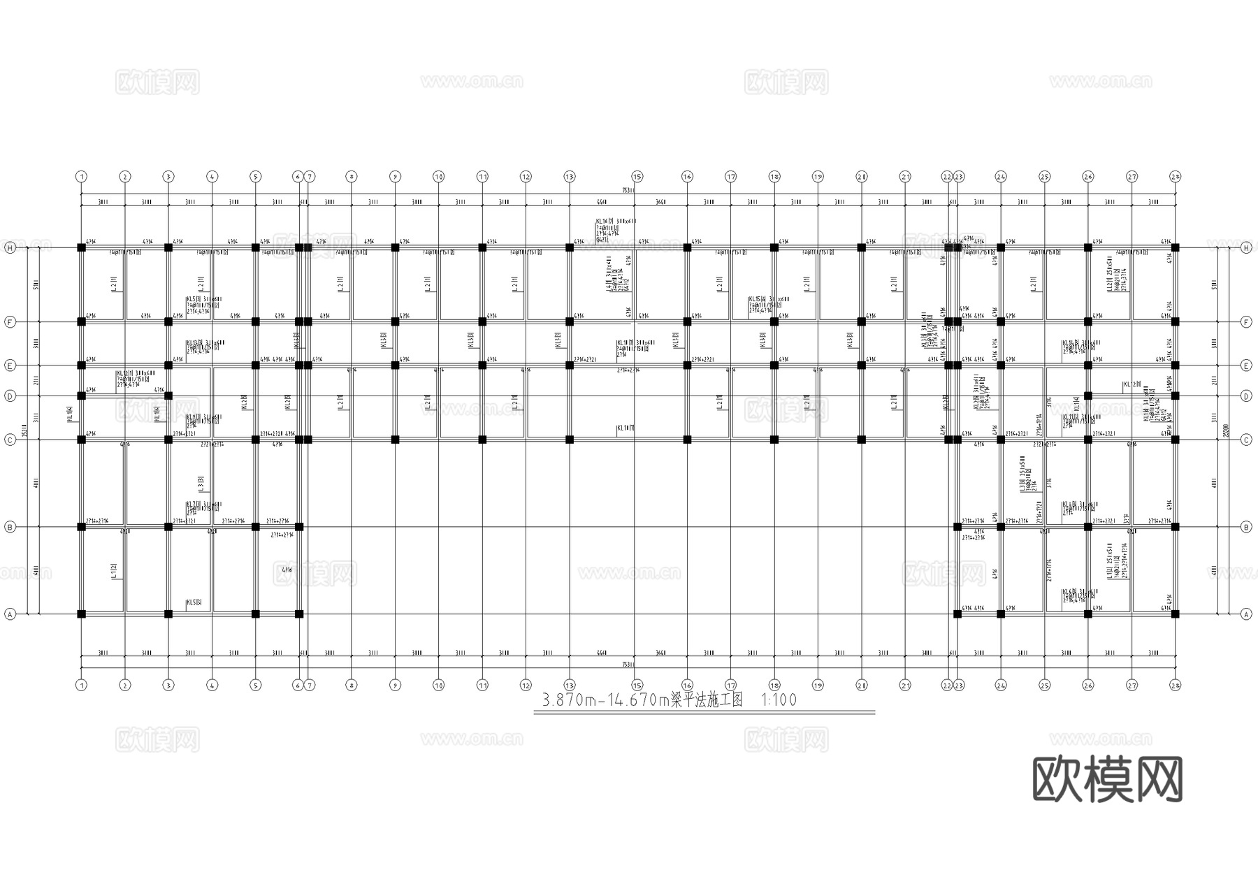 四层写字楼办公楼建筑cad施工图