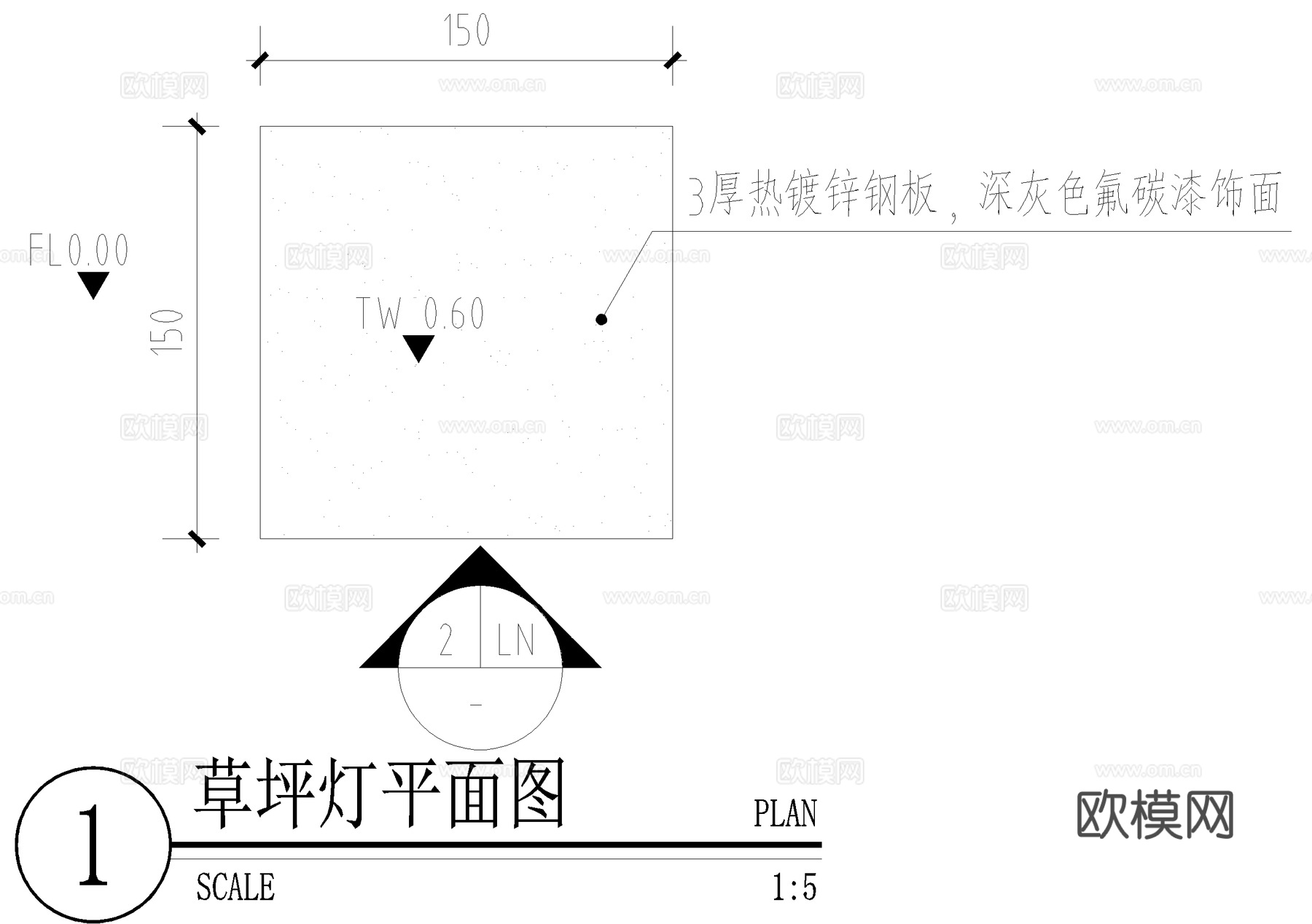 草坪灯 庭院灯 景观灯具cad施工图