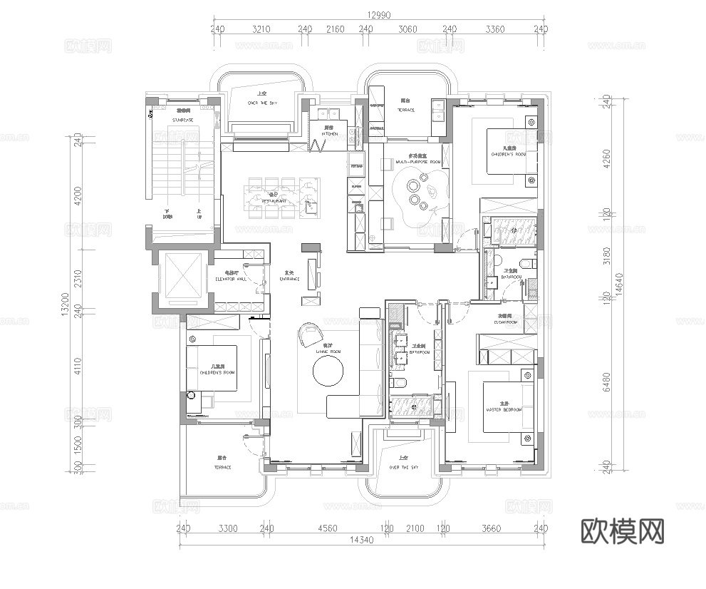 别墅样板间 最新全套施工图设计cad施工图