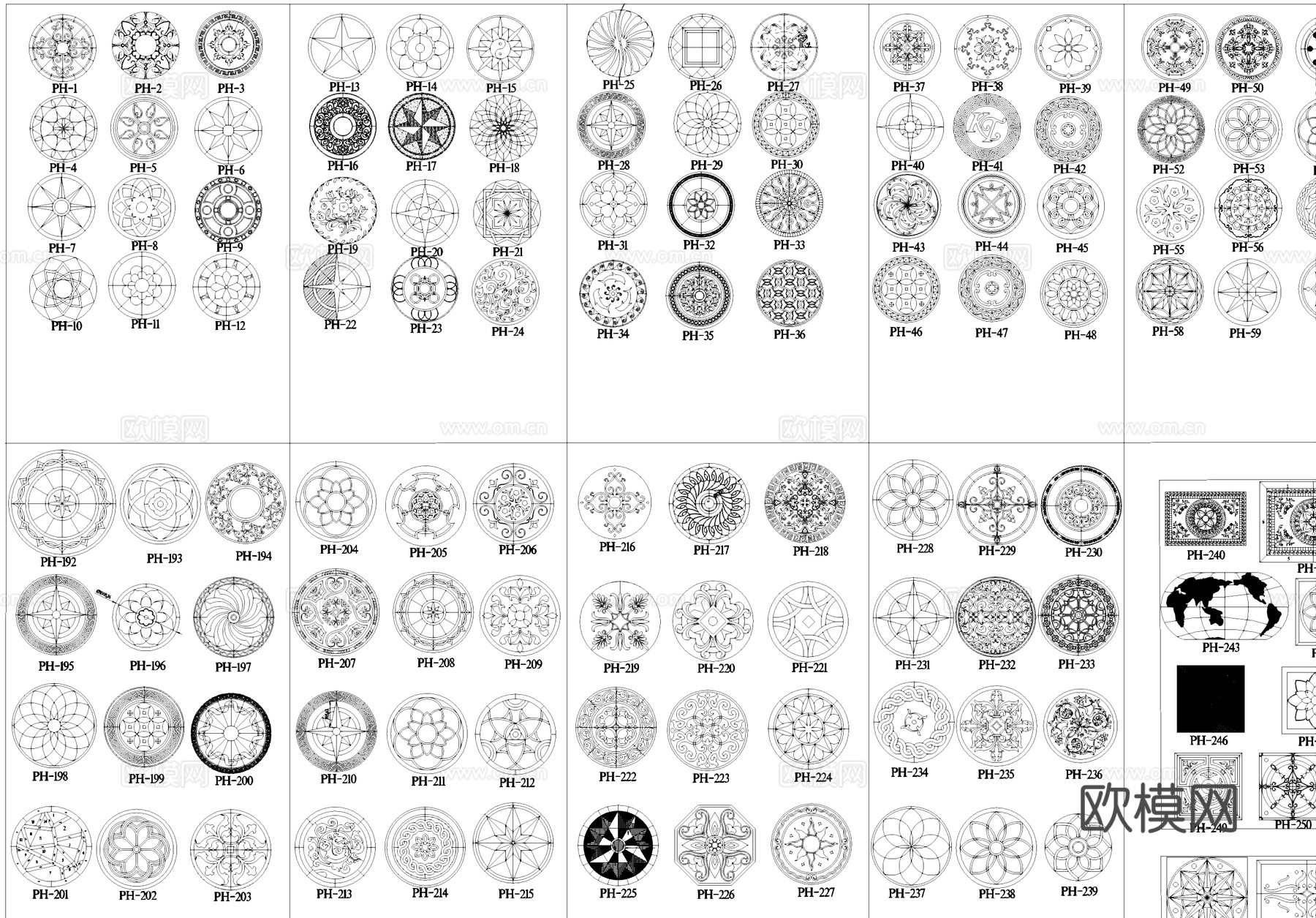 中式地面花纹雕花纹样CAD图库cad施工图