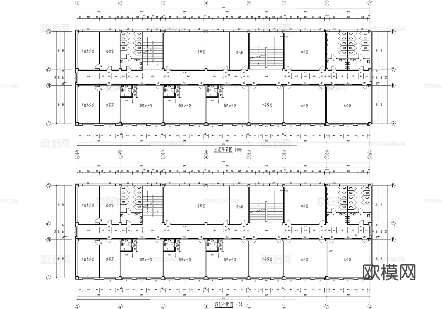 五层办公楼建筑cad施工图