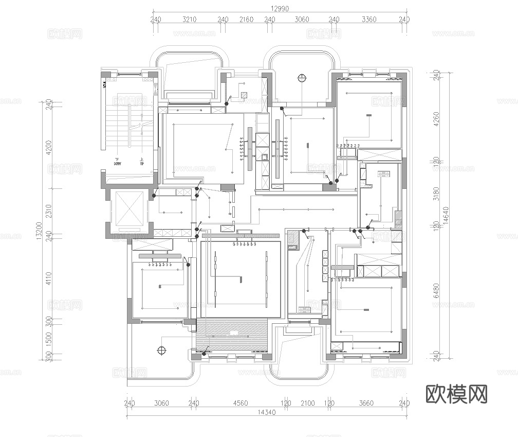 别墅样板间 最新全套施工图设计cad施工图