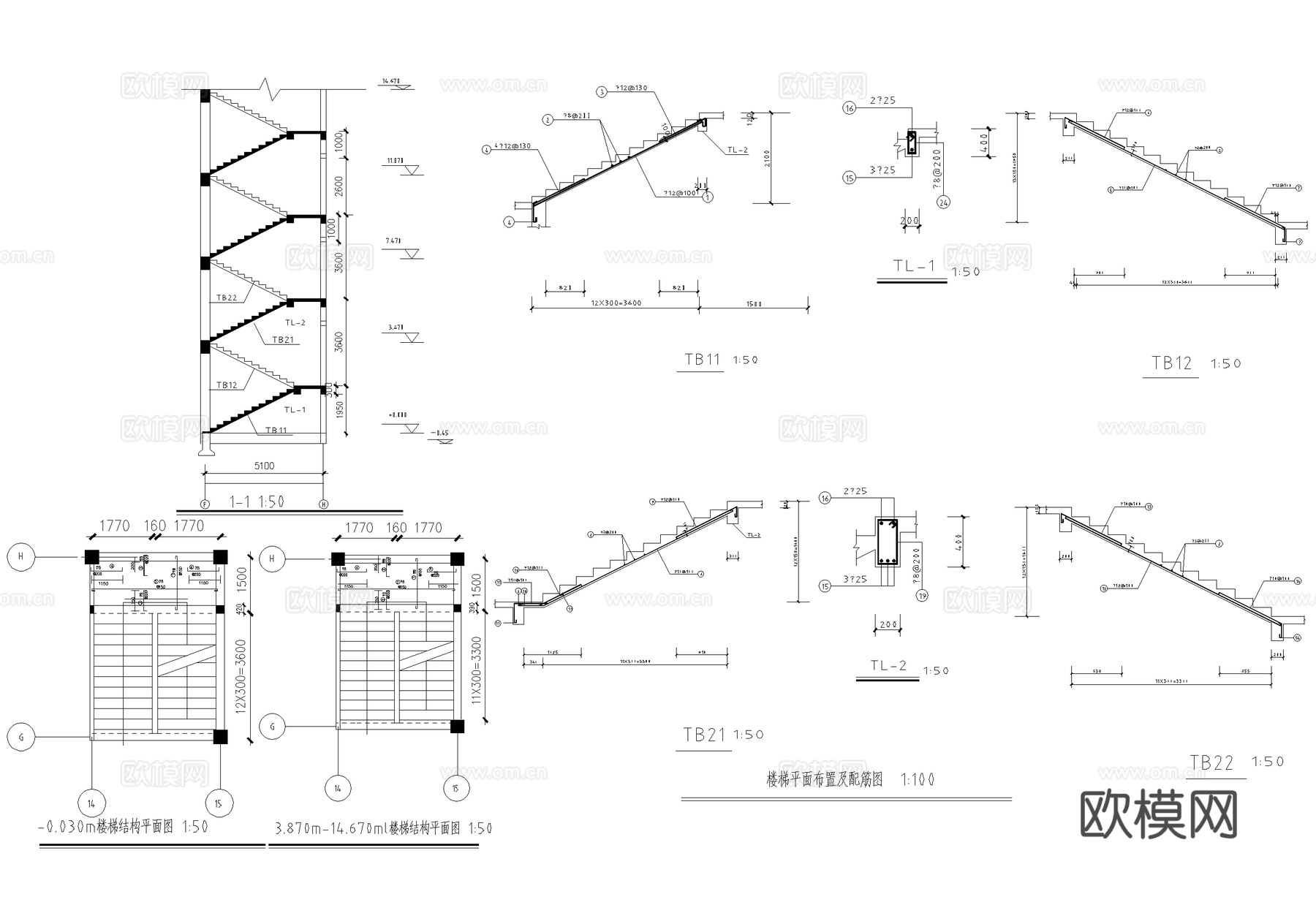 四层写字楼办公楼建筑cad施工图