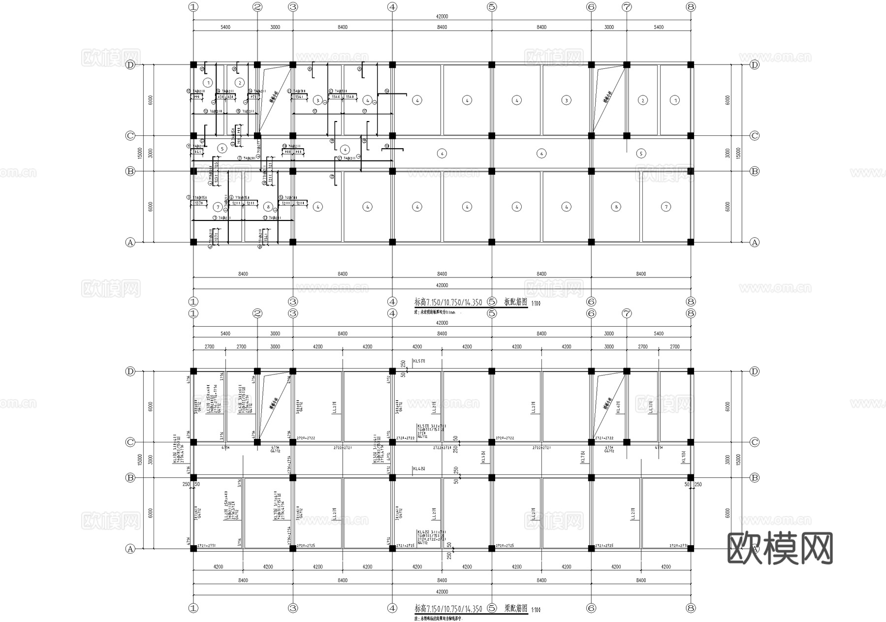 五层商务写字楼办公楼建筑cad施工图